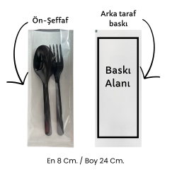Logo Baskılı Şeffaf Çatal Kaşık Kılıfı